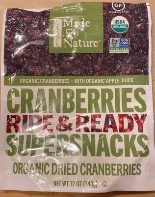 Organic Dried Cranberries Ripe & Ready Supersnacks