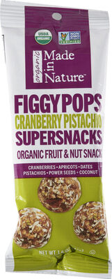 Cranberry Pistachio Figgy Pops Supersnacks Organic Fruit & Nut Snack, Cranberry Pistachio