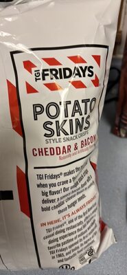 Chaddar & Bacon Potato Skins Sstyle Snack Crisps, Cheddar & Bacon