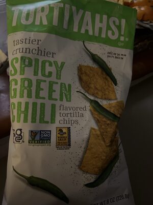 Spicy Green Chili Flavored Tortilla Chips