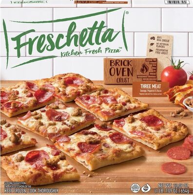 Three Meat Sausage, Pepperoni & Bacon Brick Oven Crust Pizza, Three Meat