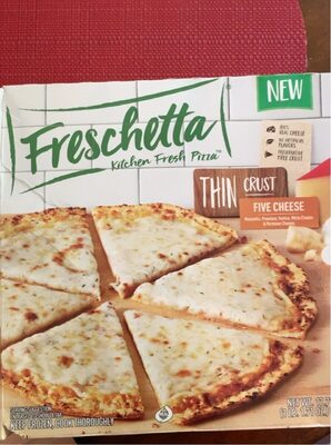 Thin Crust Five Cheese Pizza, Mozzarella; Provolone; Fontina; White Cheddar; Parmesan Cheeses