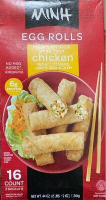 White Meat Chicken Freshly Cut Cabbage, Carrots, Onion & Celery Egg Rolls, White Meat Chicken