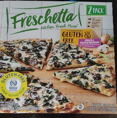 Spinach & Roasted Mushroom Mozzarella Cheese, Spinach And Roasted Mushrooms With A Cream Onion Sauce Gluten Free Pizza, Spinach & Roasted Mushroom