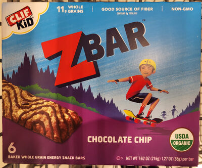 Chocolate Chip Baked Whole Grain Energy Snack Bars, Chocolate Chip