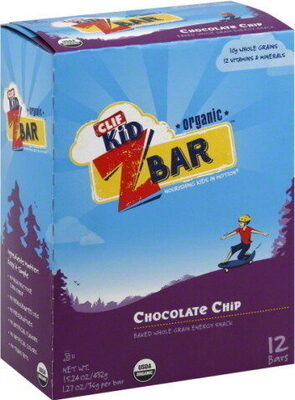 Chocolate Chip Baked Whole Grain Energy Snack Bars, Chocolate Chip