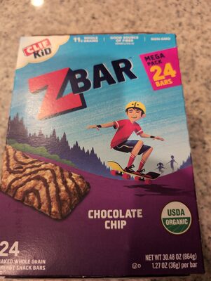 Chocolate Chip Baked Whole Grain Energy Snack Bars, Chocolate Chip