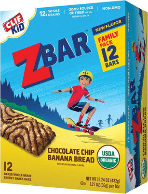 Chocolate Chip Banana Bread Baked Whole Grain Energy Snack Bars, Chocolate Chip Banana Bread