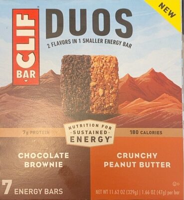 Duos Chocolate Brownie And Crunchy Peanut Butter Energy Bars, Chocolate Bownie; Peanut Butter