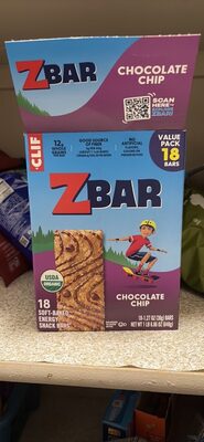 Chocolate Chip Baked Whole Grain Energy Snack Bars, Chocolate Chip