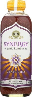 Gt's, Synergy, Organic Raw Kombucha, Enlightened, Grape Chia, Grape Chia