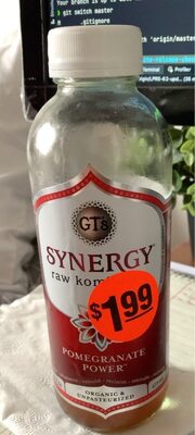 Pomegranate Power Synergy Organic Kombucha, Pomegranate Power