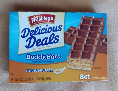 Buddy Bars, Peanut Butter Creme Filled Wafers, Peanut Butter
