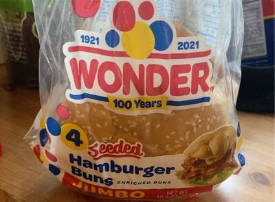 Jumbo Hamburger Enriched Buns Seeded, Jumbo