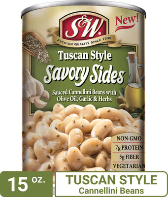 Tuscan Style Savory Sides Sauced Cannellini Beans With Olive Oil, Garlic & Herbs, Tuscan Style