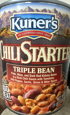 Chilistarter Triple Bean Pinto, Navy, And Dark Red Kidney Beans In A Rich Chill Sauce With Tomatoes, Chili Pepper, Garlic, Onion & Other Spices, Chilistarter