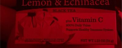 Lemon & Echinacea Plus Vitamin C Black Tea Bags, Lemon & Echinacea