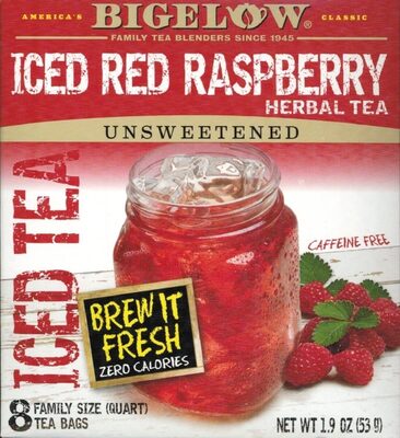 Iced Red Raspberry Caffeine Free Unsweetened Herbal Tea Bags, Iced Red Raspberry