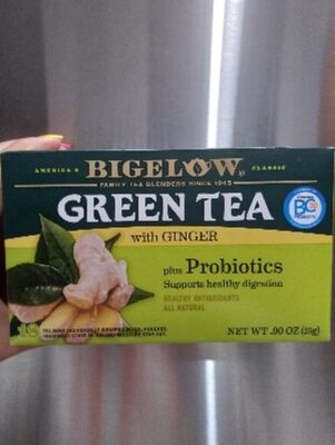 Green With Ginger Plus Probiotics Tea Bags, Green With Ginger