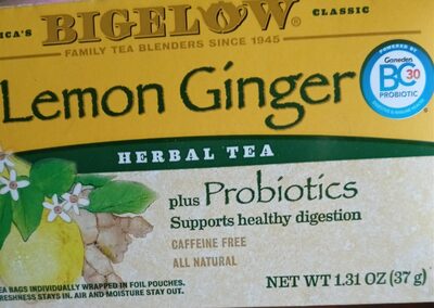 Lemon Ginger Plus Probiotics Herbal Tea Bags, Lemon Ginger