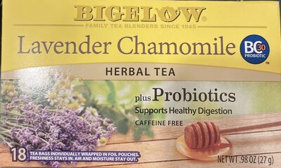 Lavender Chamomile Plus Probiotics Caffeine Free Herbal Tea Bags, Lavender Chamomile