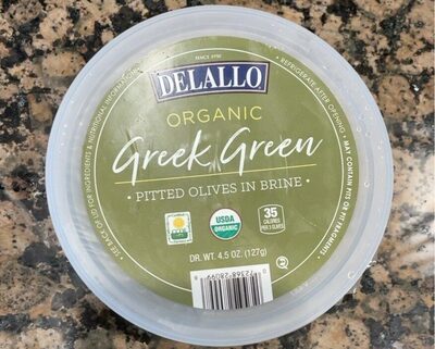 Organic Greek Green Pitted Olives In Brine