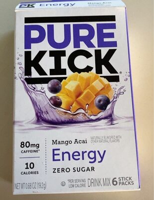 Mango Acai Flavored Energy Zero Sugar Drink Mix Stick Packs, Mango Acai