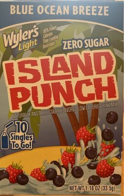 Blue Ocean Breeze Zero Sugar Island Punch Low Calorie Drink Mix Singles To Go!, Blue Ocean Breeze