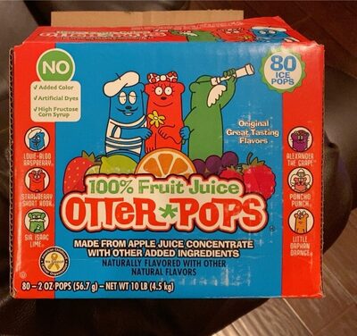 Louie-Bloo Raspberry, Strawberry Short Kook, Sir Isaac Lime, Alexander The Grape, Poncho Punch, Little Orphan Orange 100% Fruit Juice Pops, Louie-Bloo Raspberry, Strawberry Short Kook, Sir Isaac Lime, Alexander The Grape, Poncho Punch, Little Orphan Orang
