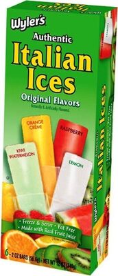 Original Flavors Authentic Italian Ices Bars, Kiwi Watermelon, Orange Creme, Raspberry, Lemon
