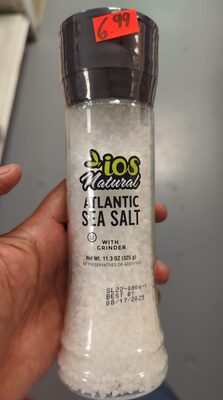 Ios Natural Atlantic Sea Salt With Grinder, 11.3 Oz