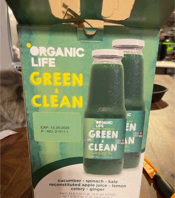 Green & Clean Cucumber - Spinach - Kale Reconstituted Apple Juice - Lemon Celery - Ginger Juice, Green & Clean Cucumber - Spinach - Kale Reconstituted Apple Juice - Lemon Celery - Ginger