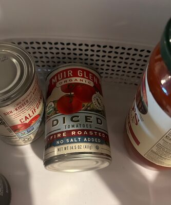 Muir Glen Organic Fire Roasted Diced Canned Tomatoes with No Added Salt