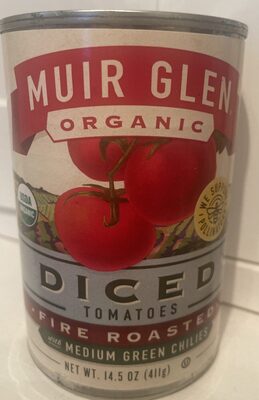 Muir Glen Organic Fire Roasted Diced Canned Tomatoes with Medium Green Chilies