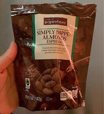 Espresso Simply Dipped Roasted Almonds Lightly Dipped In Dark Chocolate And Dusted With Ground Espresso Powder, Espresso