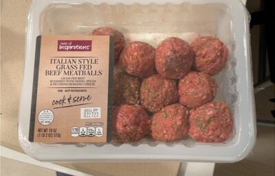 Italian Style Grass Fed Beef Meatballs Seasoned With Herbs, Spices & Pecorino Ramano Cheese, Italian Style