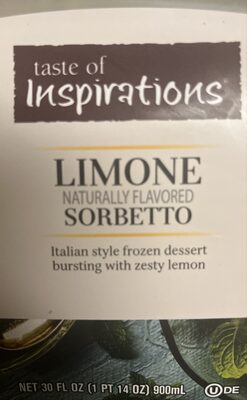 Limone Sorbetto, Authentic Italian Frozen Dessert Bursting With Zesty Lemon, Limone