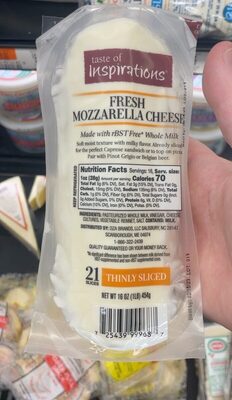 Fresh Mozzarella Cheese Thinly Sliced, Fresh Mozzarella