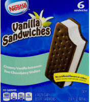 Creamy Vanilla Between Two Chocolatey Wafers Frozen Dairy Dessert Sandwiches, Creamy Vanilla