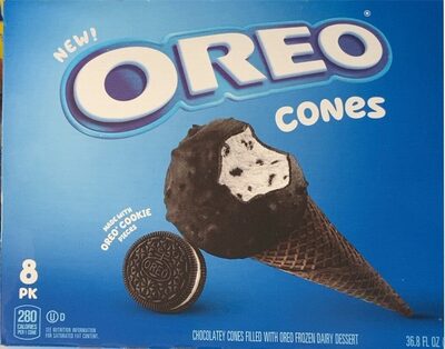 Chocolatey Cones Filled With Oreo Frozen Dairy Dessert, Chocolatey With Oreo