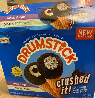 Crushed It! Frozen Dairy Dessert Cones, Vanilla Fudge, Cookies 'N' Cream