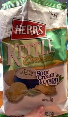 Kettle Cooked Sour Cream & Onion Flavored Potato Chips, Sour Cream; Onion