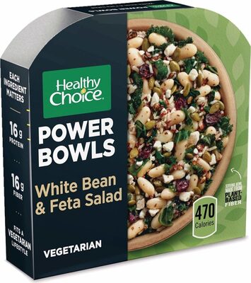 White Bean & Feta Salad White Kidney Beans And Vegetables Served On Top Of Brown & Red Rice, Red Quinoa And Black Barley With A Red Wine Vinaigrette Topped With Feta Cheese, Dried Cranberries & Roasted Pepitas Power Bowls, White Bean & Feta Salad