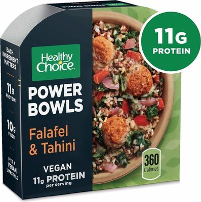 Falafel & Tahini Falafel With Red Onions, Tomatoes, Chard, Kale And Spinach Served On Top Of Brown & Red Rice, Red Quinoa And Black Barley With A Sesame Tahini Sauce Power Bowls, Falafel & Tahini