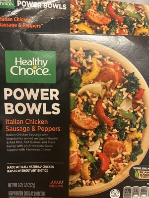 Italian Chicken Sausage & Peppers Italian Chicken With Vegetables Served On Top Of Brown & Red Rice, Red Quinoa And Black Barley With An Arrabbiata Sauce Topped With Parmesan Cheese Power Bowls, Italian Chicken Sausage & Peppers