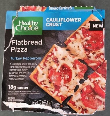 Turkey Pepperoni On A Cauliflower, Wheat And Barley Crust Flatbread Pizza, Turkey Pepperoni