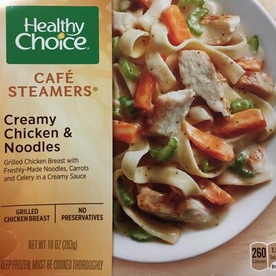 Creamy Chicken & Noodles Grilled Chicken Breast With Freshly-Made Noodles, Carrots And Celery In A Creamy Sauce Cafe Steamers, Creamy Chicken & Noodles