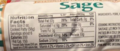 Sage Premium Pork Country Sausage, Sage
