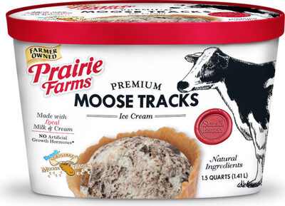 Premium Moose Tracks Vanilla Ice Cream With Peanut Butter Cups And A Fudge Ribbon, Moose Tracks