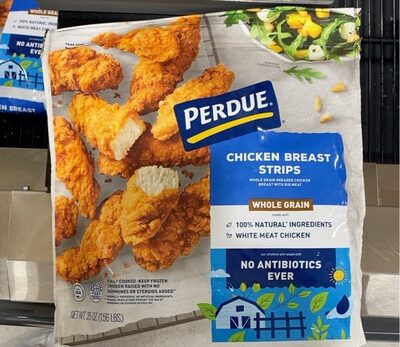 Whole Grain Chicken Breast Strips Breaded With Rib Meat, Whole Grain